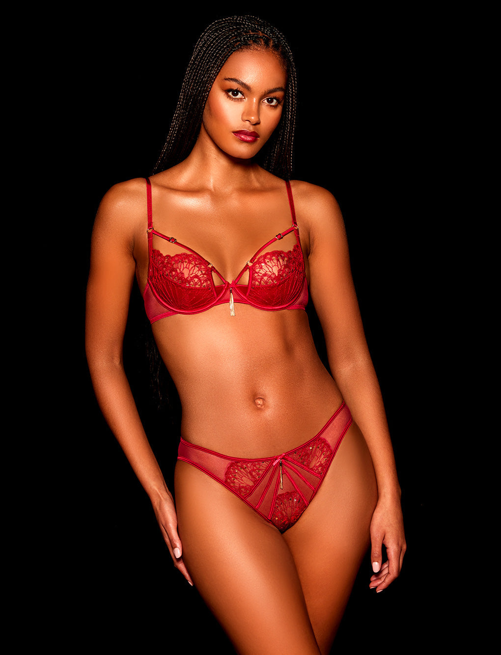 Gloria Red Bra & Bottoms Lingerie Set