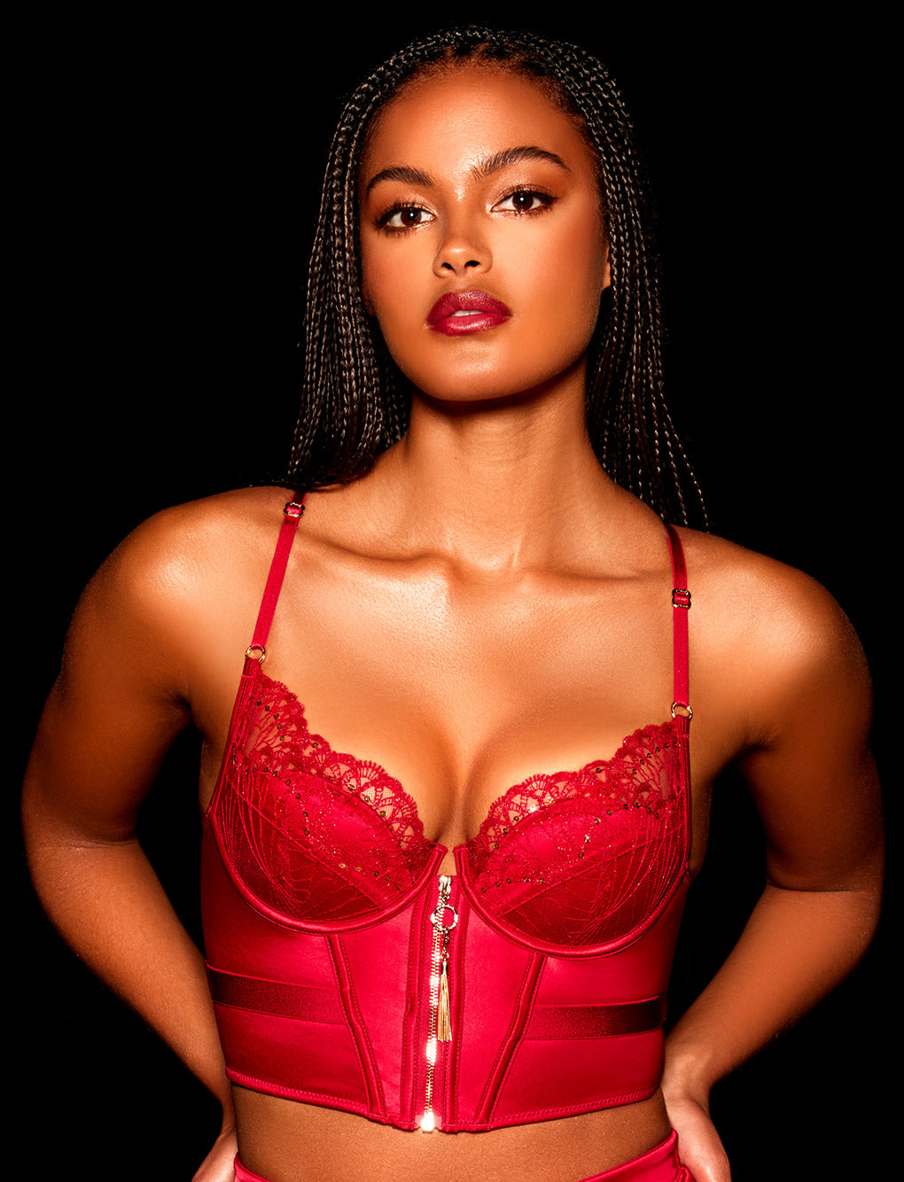 Gloria Red Bustier & Skirt Lingerie Set